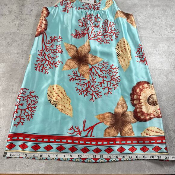 Weezel London silk sleeveless dress sea shell and starfish print mini dress - Picture 9 of 9